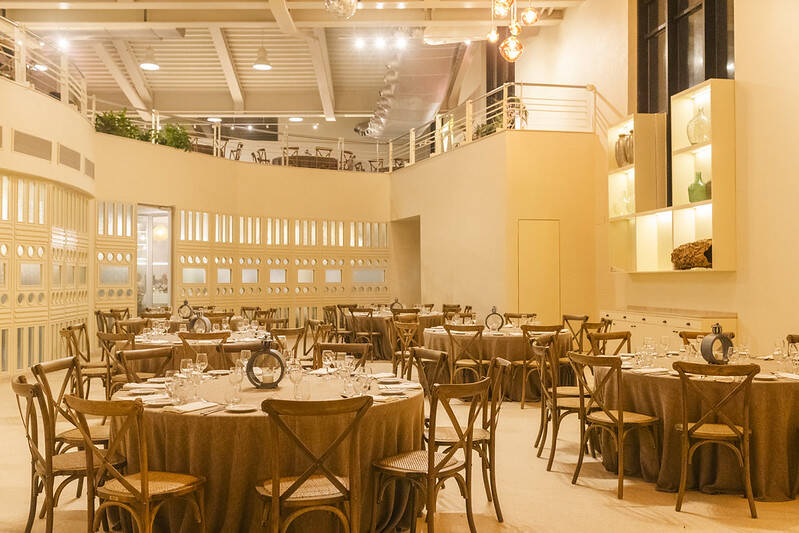 Wedding reception table with river views at sunset in Lisbon